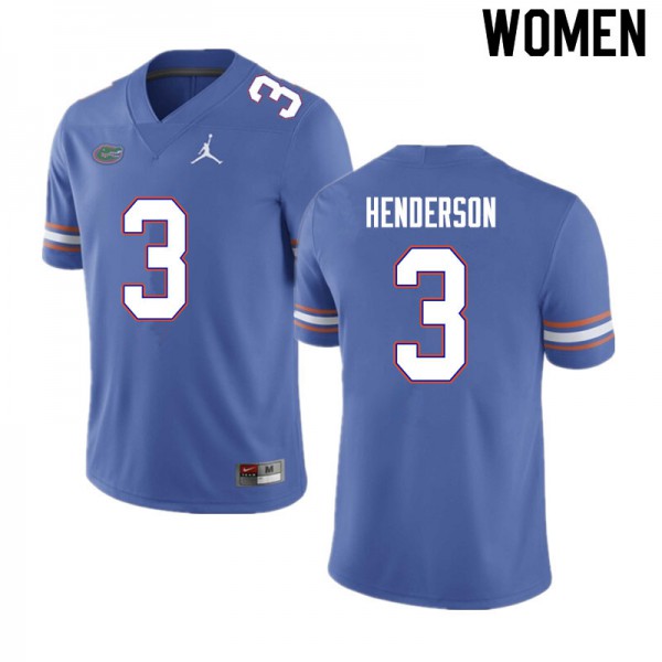 Women #3 Xzavier Henderson Florida Gators College Football Jerseys Blue